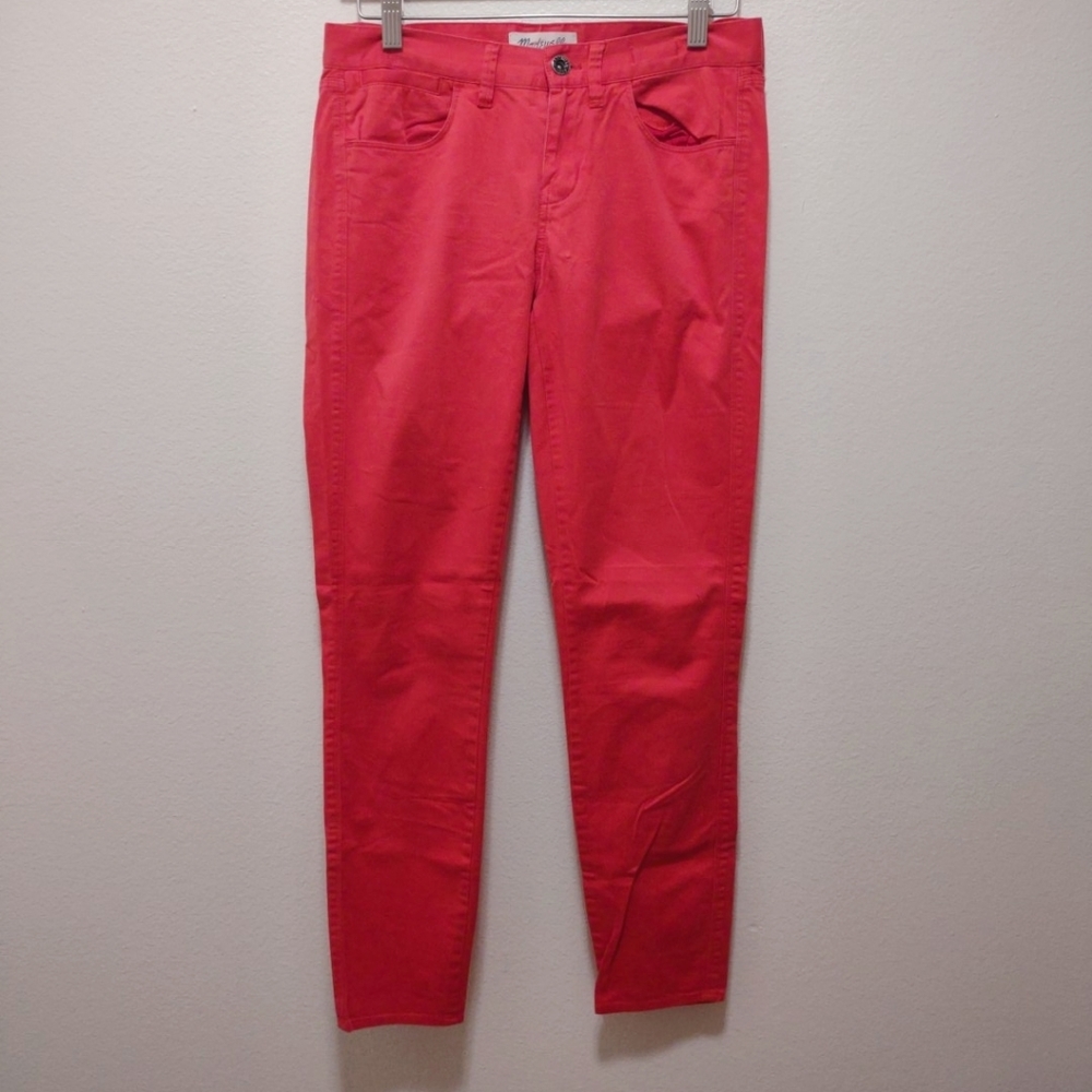 Madewell Bright Red Skinny Ankle Denim Jean Pants 2